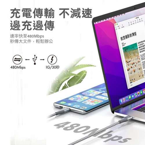 Shell USB_C to USB_C反光充電傳輸線2M CB_CC012_2M