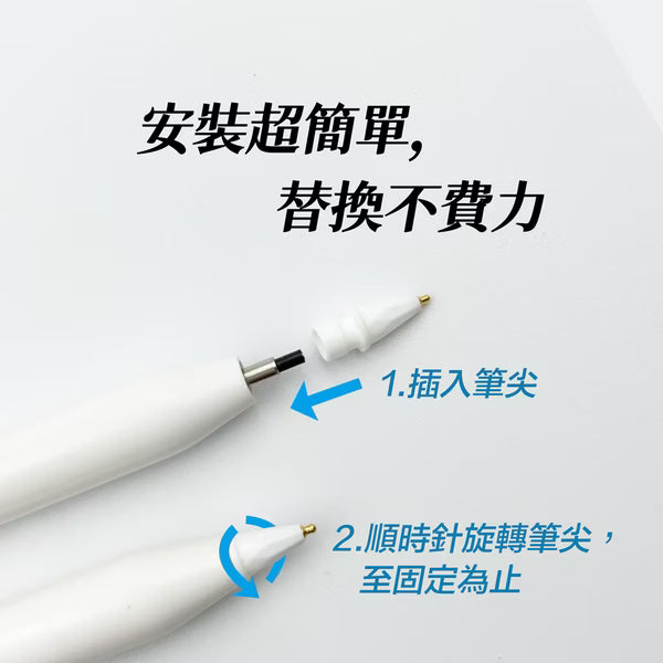 NX Apple Pencil 1/2代 鉛筆型超細0.8mm筆尖二入組-白色