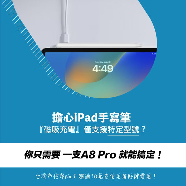 NovaPlus 旗艦款A8 Pro iPad繪圖手寫筆：簡報上下鍵、側邊實體橡皮擦、雙模式充電（2025版適用mini7)