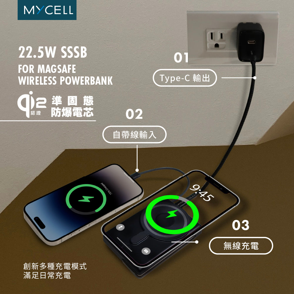 Qi2 22.5W SSSB 準固態行動電源