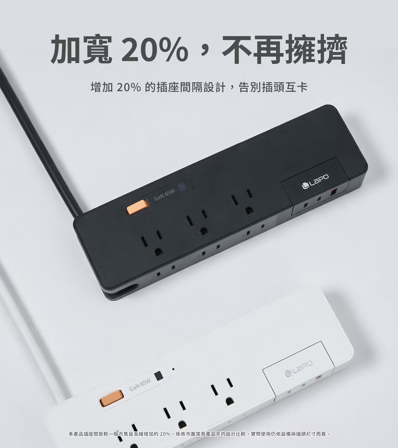 LaPO 1開6插3USB 氮化鎵GaN 65W快充延長線