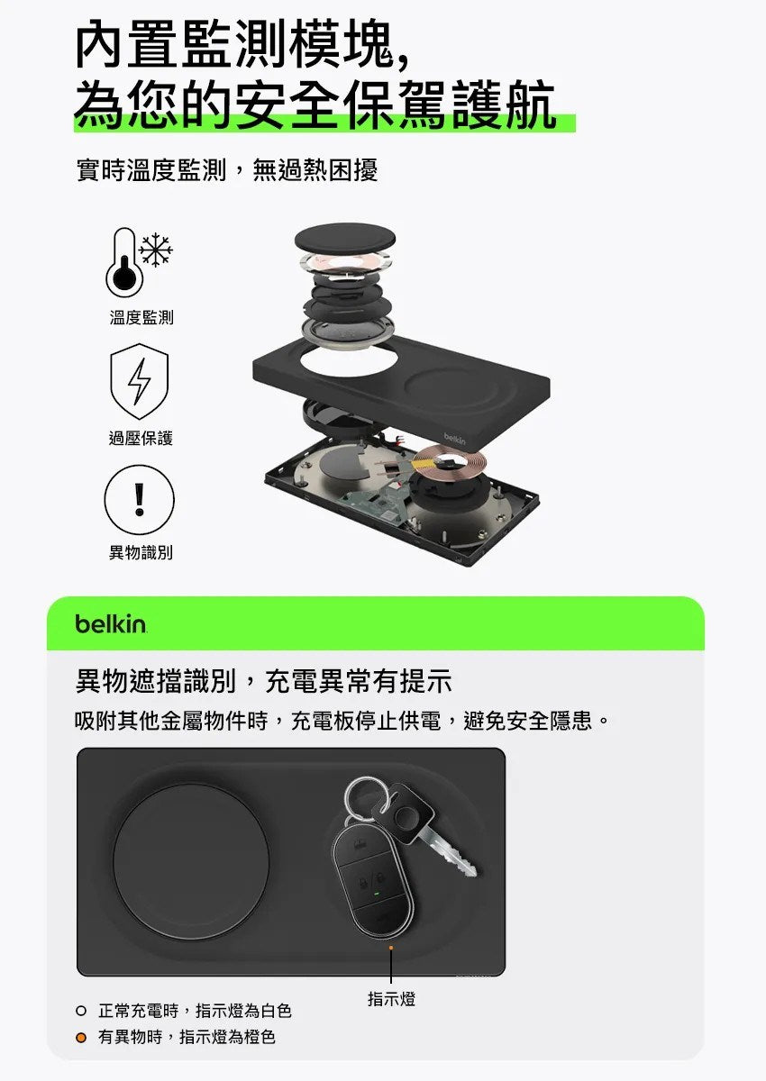 BELKIN BoostCharge Pro MagSafe 2合1 15W 無線充電板