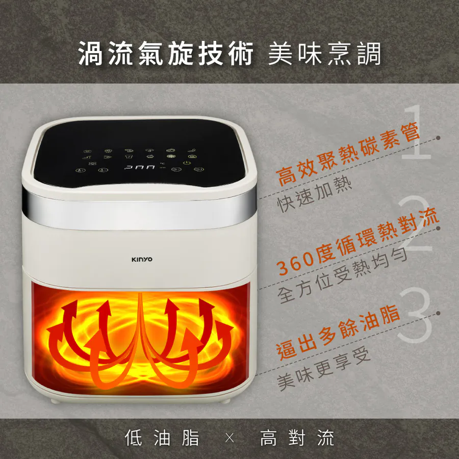 KINYO 6.5L 觸控大容量氣炸鍋 AF-598W(白)