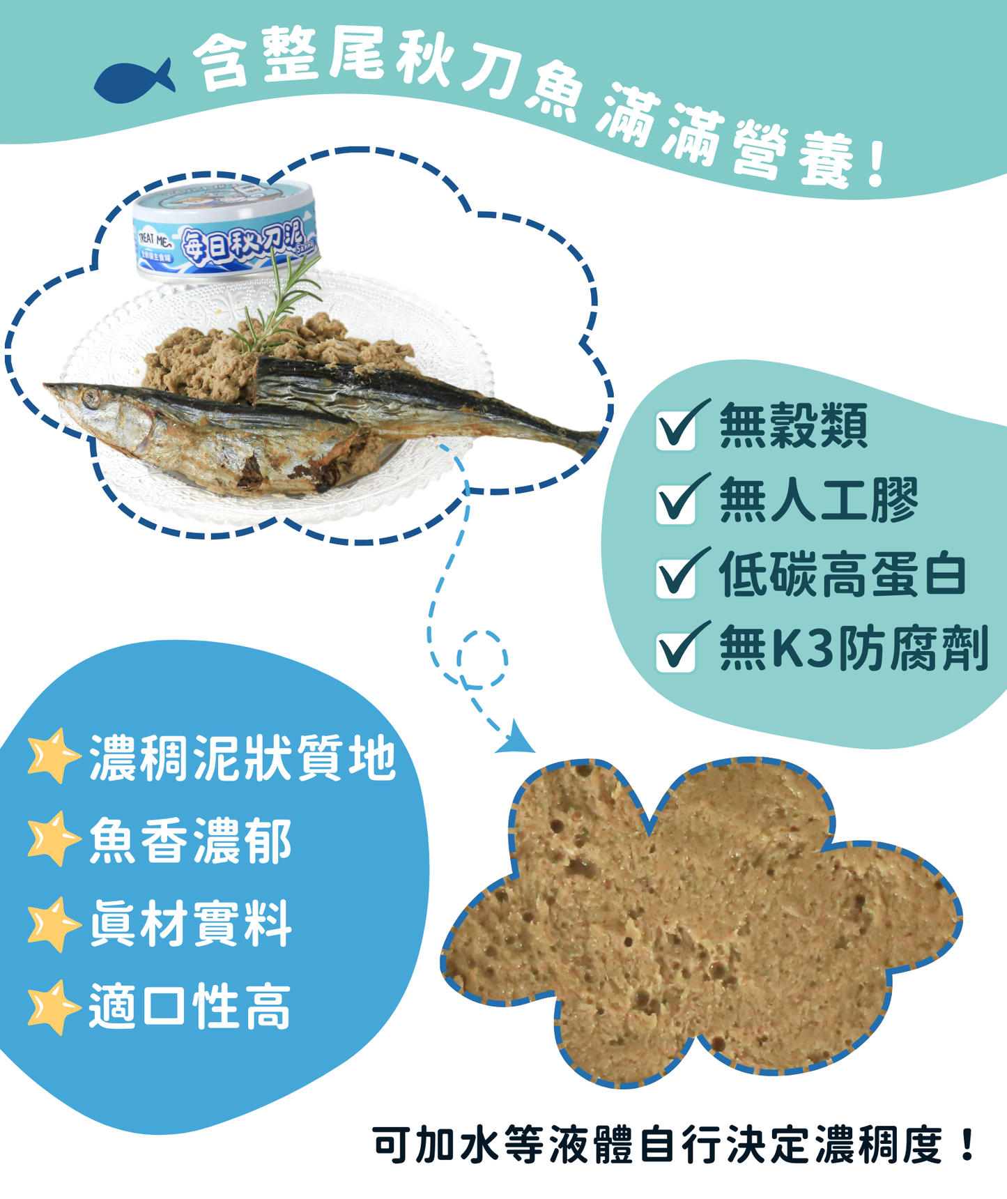 TREAT ME 食癒 貓主食體驗組*6包 (骨雞兔兔餐*3+每日秋刀泥*3)
